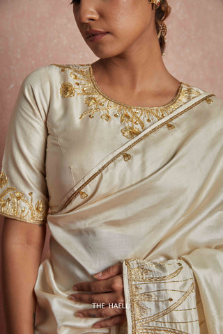 Leela Off White Tussar Silk Saree