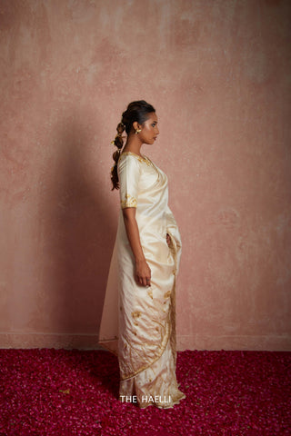 Leela Off White Tussar Silk Saree