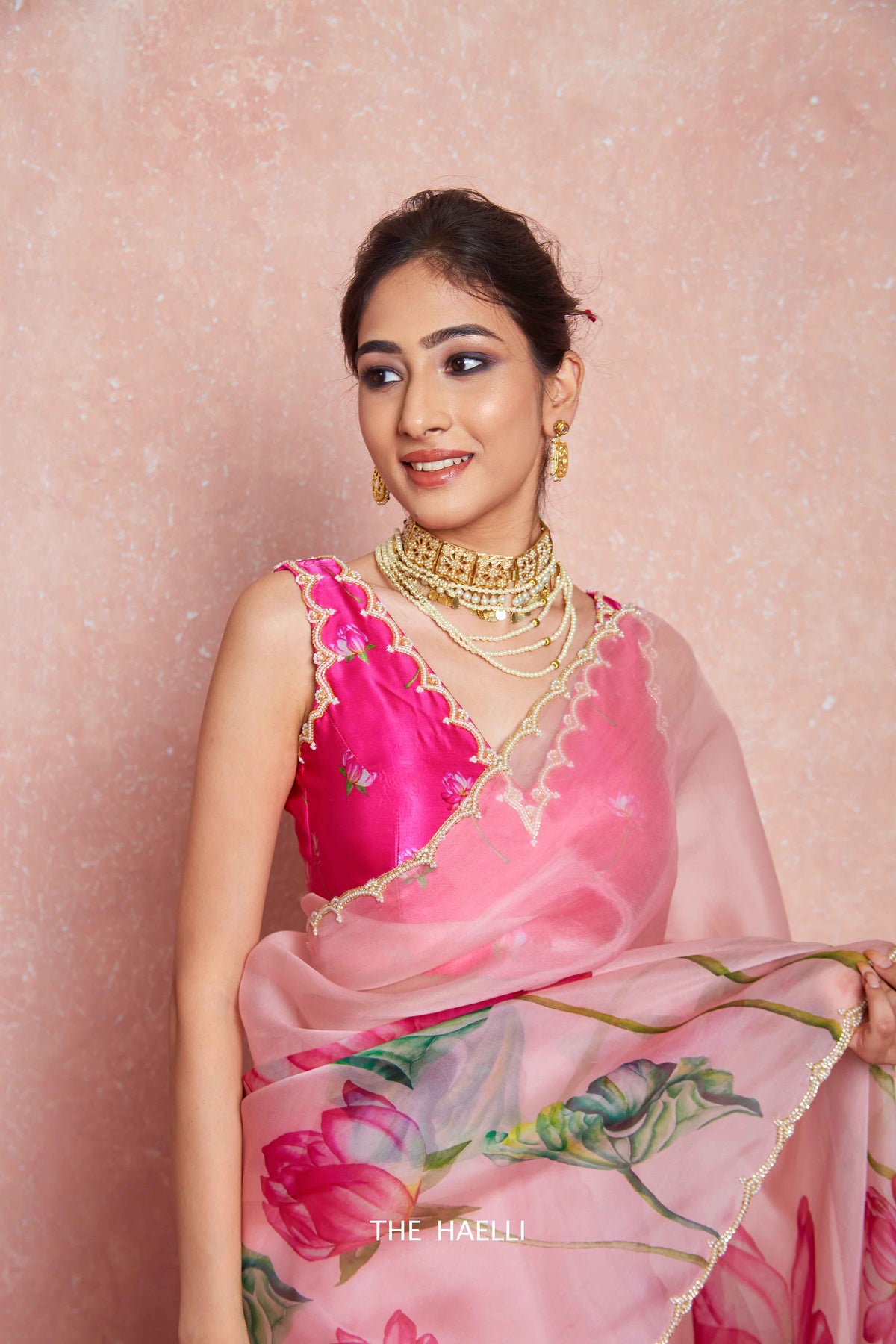 Kumud Pink Organza Silk Saree