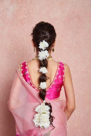 Kumud Pink Organza Silk Saree with Raani