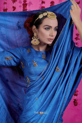 Pari Blue Tussar Silk Saree