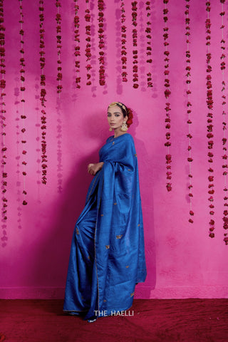 Pari Blue Tussar Silk Saree