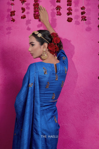 Pari Blue Tussar Silk Saree