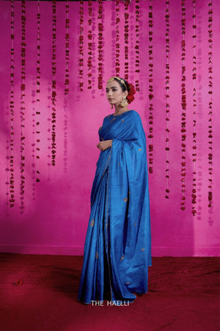 Pari Blue Tussar Silk Saree