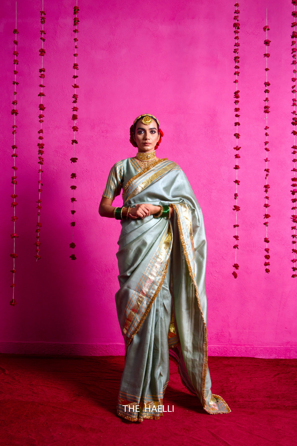 Padmini Pistachio Tussar Silk Saree