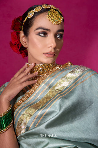 Padmini Pistachio Tussar Silk Saree