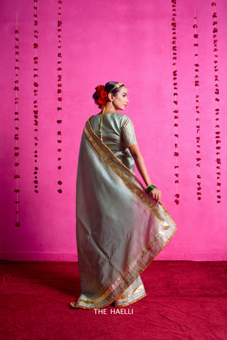 Padmini Pistachio Tussar Silk Saree