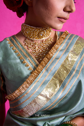 Padmini Pistachio Tussar Silk Saree