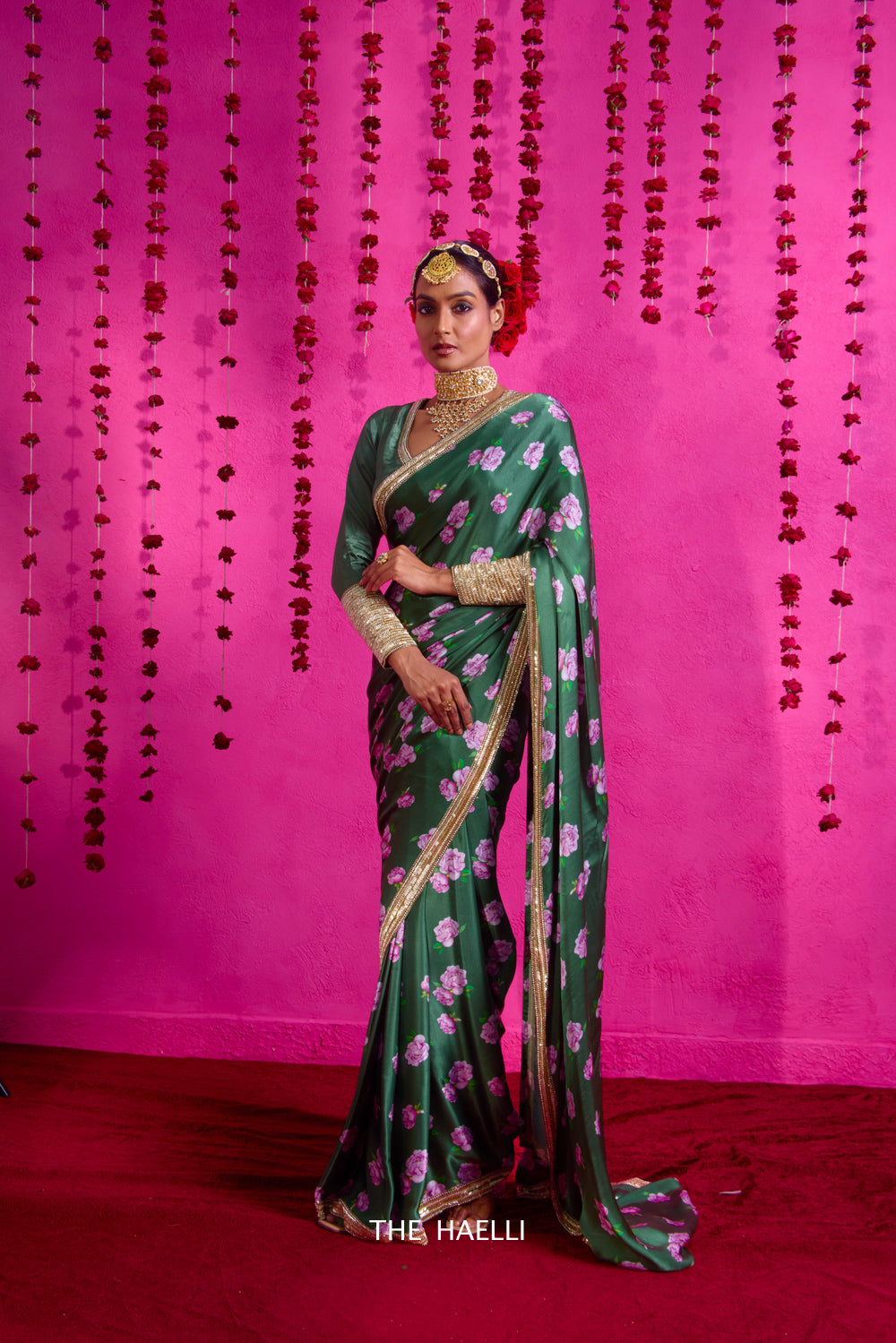 Raavi Green Satin Silk Saree