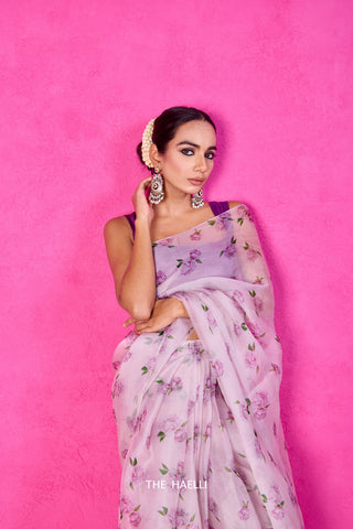 Raavi Lilac Organza Silk Saree