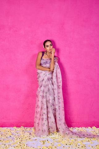 Raavi Lilac Organza Silk Saree