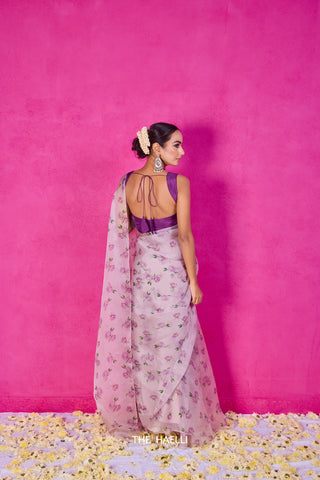 Raavi Lilac Organza Silk Saree