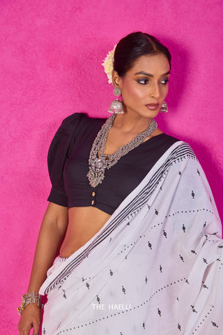 Tribe White Cotton Saree