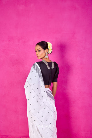 Tribe White Cotton Saree