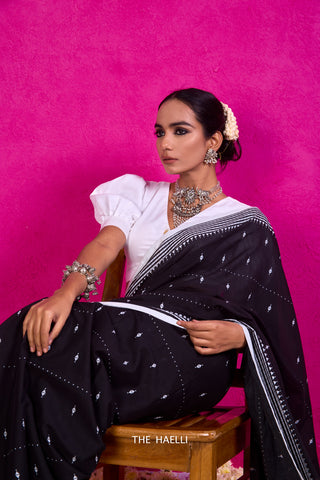 Tribe Black Cotton Saree