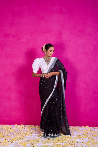 Tribe Black Cotton Saree