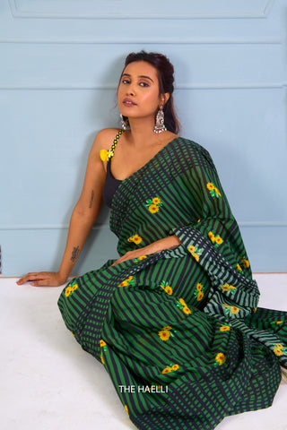 Mila Green Cotton Saree