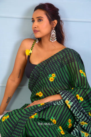 Mila Green Cotton Saree