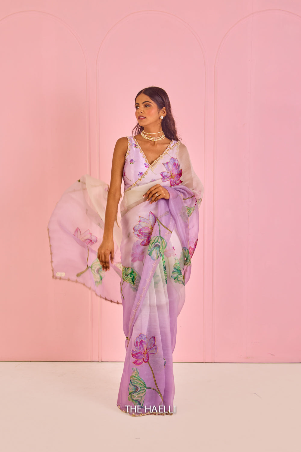 Kamal Lilac Organza Silk Saree