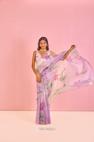 Kamal Lilac Organza Silk Saree