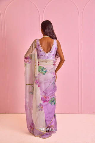 Kamal Lilac Organza Silk Saree