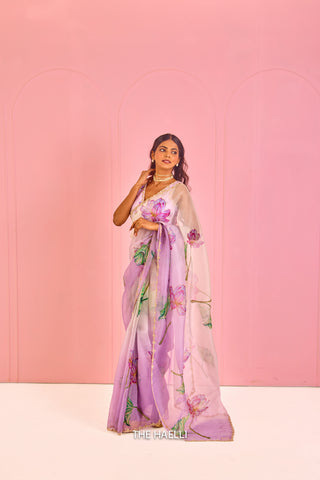 Kamal Lilac Organza Silk Saree