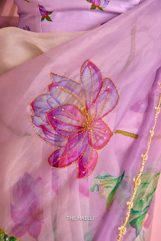 Kamal Lilac Organza Silk Saree