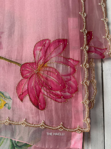 Kamal Pink Organza Silk Saree