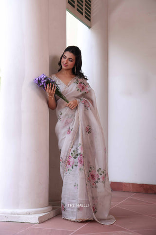 Tara Grey Organza Silk Saree