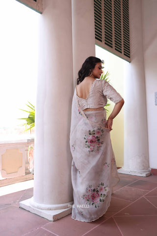 Tara Grey Organza Silk Saree