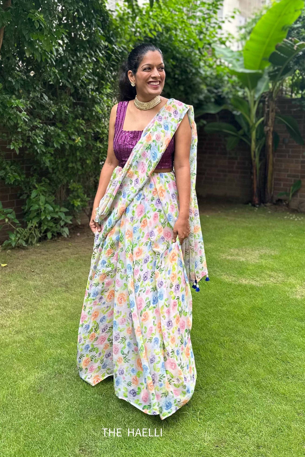 Love Birds Lilac Chiffon Saree