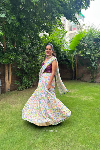 Love Birds Lilac Chiffon Saree
