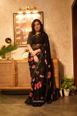 Rabia Black Georgette Saree