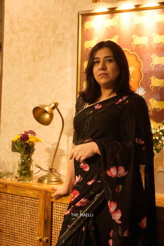 Rabia Black Georgette Saree