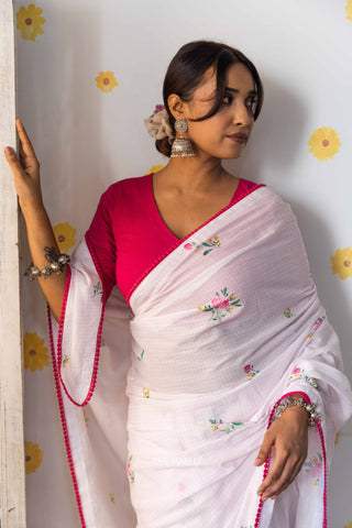 Maria Pink Cotton Saree