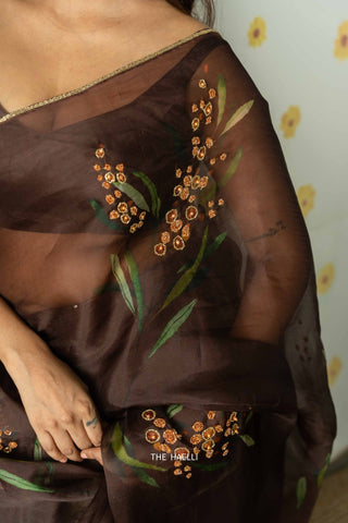 Sufi Brown Organza Silk Saree