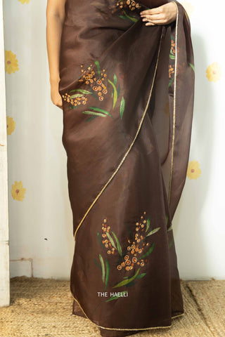Sufi Brown Organza Silk Saree
