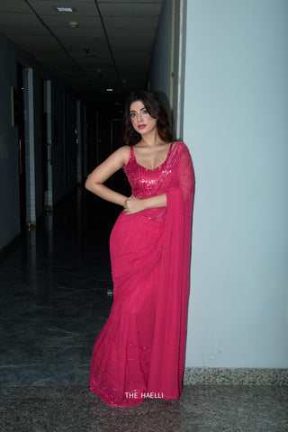 Maya Fuchsia Chiffon Silk Saree