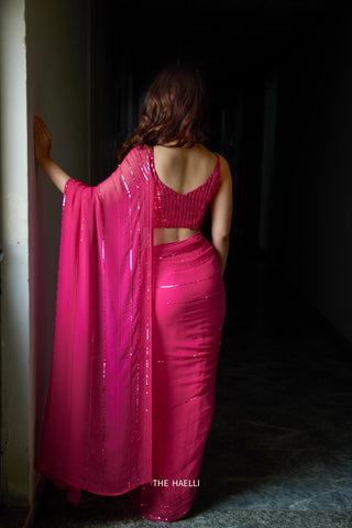 Maya Fuchsia Chiffon Silk Saree