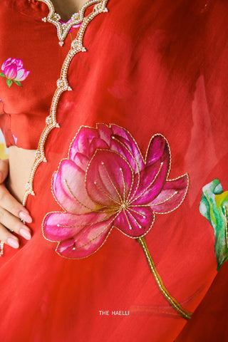Kamal Red Organza Silk Saree