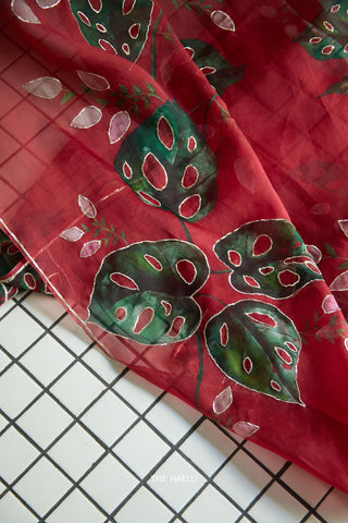 Cham Cham Red Organza Silk Saree
