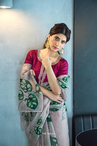 Cham Cham Blush Organza Silk Saree