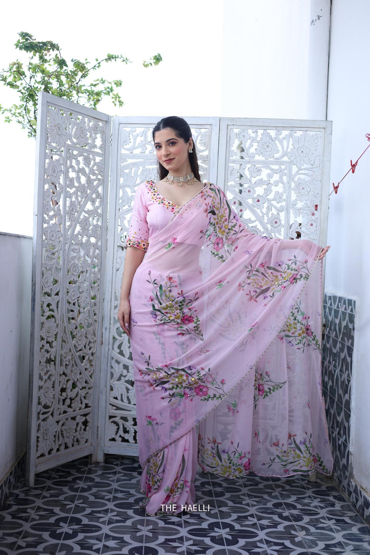Gul Pink Chiffon Silk Saree