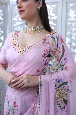Gul Pink Chiffon Silk Saree