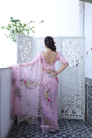 Gul Pink Chiffon Silk Saree