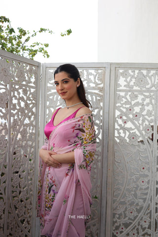 Gul Pink Chiffon Silk Saree