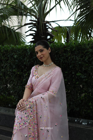 Lily Pink Organza Saree