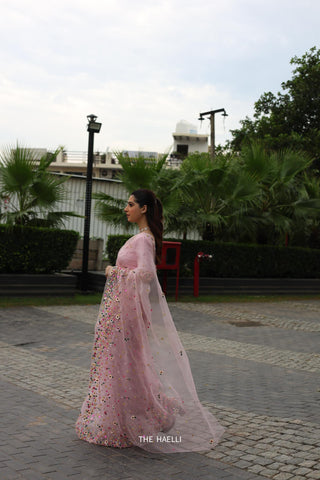 Lily Pink Organza Saree