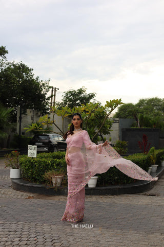 Lily Pink Organza Saree