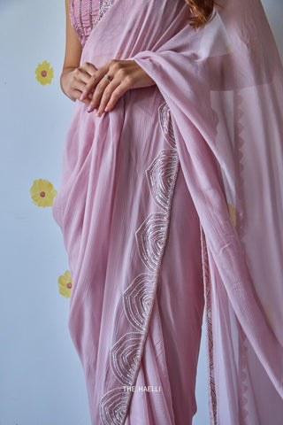 Naina Champagne Chiffon Silk Saree